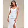imageEverPretty Womens Slit Pearl Chain Cold Shoulder Fishtail Wedding Bridal Gowns FloorLength Dress for Bride 01859PHWhite