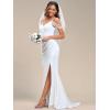 imageEverPretty Womens Slit Pearl Chain Cold Shoulder Fishtail Wedding Bridal Gowns FloorLength Dress for Bride 01859PHWhite