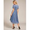 imageEverPretty Womens Summer Glitter Crew Neck HiLo High Waist Short Wedding Guest Dress 55159Dusty Blue