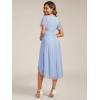 imageEverPretty Womens Summer Glitter Crew Neck HiLo High Waist Short Wedding Guest Dress 55159Ice Blue