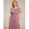 imageEverPretty Womens Summer Glitter Crew Neck HiLo High Waist Short Wedding Guest Dress 55159Orchid