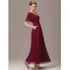 imageEverPretty Womens Summer V Neck Chiffon Pleated Empire Waist Bandage Bridesmaid Dress with Pockets 02360Burgundy