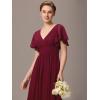 imageEverPretty Womens Summer V Neck Chiffon Pleated Empire Waist Bandage Bridesmaid Dress with Pockets 02360Burgundy