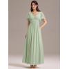 imageEverPretty Womens Summer V Neck Chiffon Pleated Empire Waist Bandage Bridesmaid Dress with Pockets 02360Mint Green