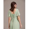imageEverPretty Womens Summer V Neck Chiffon Pleated Empire Waist Bandage Bridesmaid Dress with Pockets 02360Mint Green