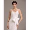 imageEverPretty Womens Tulle Embroidered Mermaid Wedding Dress with Bow Spaghetti Straps Backless Bridal Gown with TrainWhite
