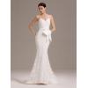 imageEverPretty Womens Tulle Embroidered Mermaid Wedding Dress with Bow Spaghetti Straps Backless Bridal Gown with TrainWhite