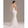 imageEverPretty Womens Tulle Embroidered Mermaid Wedding Dress with Bow Spaghetti Straps Backless Bridal Gown with TrainWhite