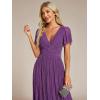 imageEverPretty Womens V Neck Glitter Pleated Short Sleeves Floor Length A Line Formal Evening DressesSparkling Grape
