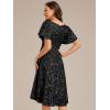 imageEverPretty Womens VNeck Short Sleeves Sequin HighLow Empire Waist Formal Wedding Guest Dresses 02401Black