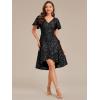 imageEverPretty Womens VNeck Short Sleeves Sequin HighLow Empire Waist Formal Wedding Guest Dresses 02401Black