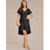 imageEverPretty Womens VNeck Short Sleeves Sequin HighLow Empire Waist Formal Wedding Guest Dresses 02401Black