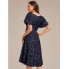 imageEverPretty Womens VNeck Short Sleeves Sequin HighLow Empire Waist Formal Wedding Guest Dresses 02401Navy Blue