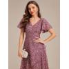 imageEverPretty Womens VNeck Short Sleeves Sequin HighLow Empire Waist Formal Wedding Guest Dresses 02401Orchid