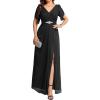 imageEverPretty Womens Cap Sleeves Mother of The Bride Dresses Rhinestone Chiffon Maxi Formal Evening Dresses 02400Black
