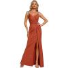 imageEverPretty Womens Glitter Evening Dresses Womens V Neck Stretchy High Slit Sequin Shoulder Strap Formal Gowns 01888Burnt Orange