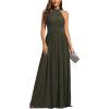 imageEverPretty Womens Summer Halter Sleeveless Pletaed Floor Length Glitter Formal Evening Gowns 41961Olive Green