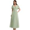 imageEverPretty Womens Summer V Neck Chiffon Pleated Empire Waist Bandage Bridesmaid Dress with Pockets 02360Mint Green