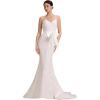 imageEverPretty Womens Tulle Embroidered Mermaid Wedding Dress with Bow Spaghetti Straps Backless Bridal Gown with TrainWhite