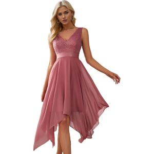 imageEverPretty Womens Sexy V Neck Empire Waist Sleeveless Lace Chiffon HiLo Cocktail Dress 00207PHCameo Brown