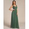 imageEverPretty Womens Bridesmaid Dress VNeck Sleeveless A Line Chiffon Floor Length Formal Dress 09016Eucalyptus Green