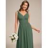 imageEverPretty Womens Bridesmaid Dress VNeck Sleeveless A Line Chiffon Floor Length Formal Dress 09016Eucalyptus Green