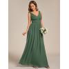 imageEverPretty Womens Bridesmaid Dress VNeck Sleeveless A Line Chiffon Floor Length Formal Dress 09016Eucalyptus Green