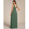 imageEverPretty Womens Bridesmaid Dress VNeck Sleeveless A Line Chiffon Floor Length Formal Dress 09016Eucalyptus Green