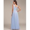 imageEverPretty Womens Bridesmaid Dress VNeck Sleeveless A Line Chiffon Floor Length Formal Dress 09016Ice Blue
