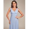 imageEverPretty Womens Bridesmaid Dress VNeck Sleeveless A Line Chiffon Floor Length Formal Dress 09016Ice Blue