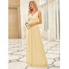 imageEverPretty Womens Bridesmaid Dress VNeck Sleeveless A Line Chiffon Floor Length Formal Dress 09016Yellow