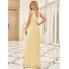 imageEverPretty Womens Bridesmaid Dress VNeck Sleeveless A Line Chiffon Floor Length Formal Dress 09016Yellow