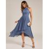 imageEverPretty Womens Elegant Halter ALine Pleated Chiffon HiLo Wedding Guest Dresses 31927Dusty Blue