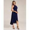 imageEverPretty Womens Elegant Halter ALine Pleated Chiffon HiLo Wedding Guest Dresses 31927Navy Blue