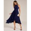 imageEverPretty Womens Elegant Halter ALine Pleated Chiffon HiLo Wedding Guest Dresses 31927Navy Blue