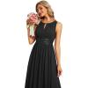 imageEverPretty Womens Elegant Round Neck Chiffon ALine Sequins Waist Midi Wedding Guest Dress 03955Black