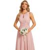 imageEverPretty Womens Elegant Round Neck Chiffon ALine Sequins Waist Midi Wedding Guest Dress 03955Pink