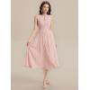 imageEverPretty Womens Elegant Round Neck Chiffon ALine Sequins Waist Midi Wedding Guest Dress 03955Pink