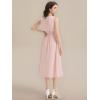 imageEverPretty Womens Elegant Round Neck Chiffon ALine Sequins Waist Midi Wedding Guest Dress 03955Pink