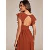 imageEverPretty Womens Flowy Chiffon A Line Ruffles Sleeves Back Cutout Bridesmaid Dresses 01819Burnt Orange