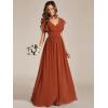 imageEverPretty Womens Flowy Chiffon A Line Ruffles Sleeves Back Cutout Bridesmaid Dresses 01819Burnt Orange