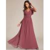 imageEverPretty Womens Flowy Chiffon A Line Ruffles Sleeves Back Cutout Bridesmaid Dresses 01819Cameo Brown