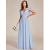 imageEverPretty Womens Flowy Chiffon A Line Ruffles Sleeves Back Cutout Bridesmaid Dresses 01819Ice Blue