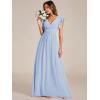 imageEverPretty Womens Flowy Chiffon A Line Ruffles Sleeves Back Cutout Bridesmaid Dresses 01819Ice Blue