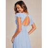 imageEverPretty Womens Flowy Chiffon A Line Ruffles Sleeves Back Cutout Bridesmaid Dresses 01819Ice Blue