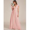 imageEverPretty Womens Flowy Chiffon A Line Ruffles Sleeves Back Cutout Bridesmaid Dresses 01819Pink