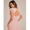 imageEverPretty Womens Flowy Chiffon A Line Ruffles Sleeves Back Cutout Bridesmaid Dresses 01819Pink