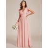imageEverPretty Womens Flowy Chiffon A Line Ruffles Sleeves Back Cutout Bridesmaid Dresses 01819Pink