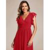 imageEverPretty Womens Flowy Chiffon A Line Ruffles Sleeves Back Cutout Bridesmaid Dresses 01819Red