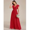 imageEverPretty Womens Flowy Chiffon A Line Ruffles Sleeves Back Cutout Bridesmaid Dresses 01819Red